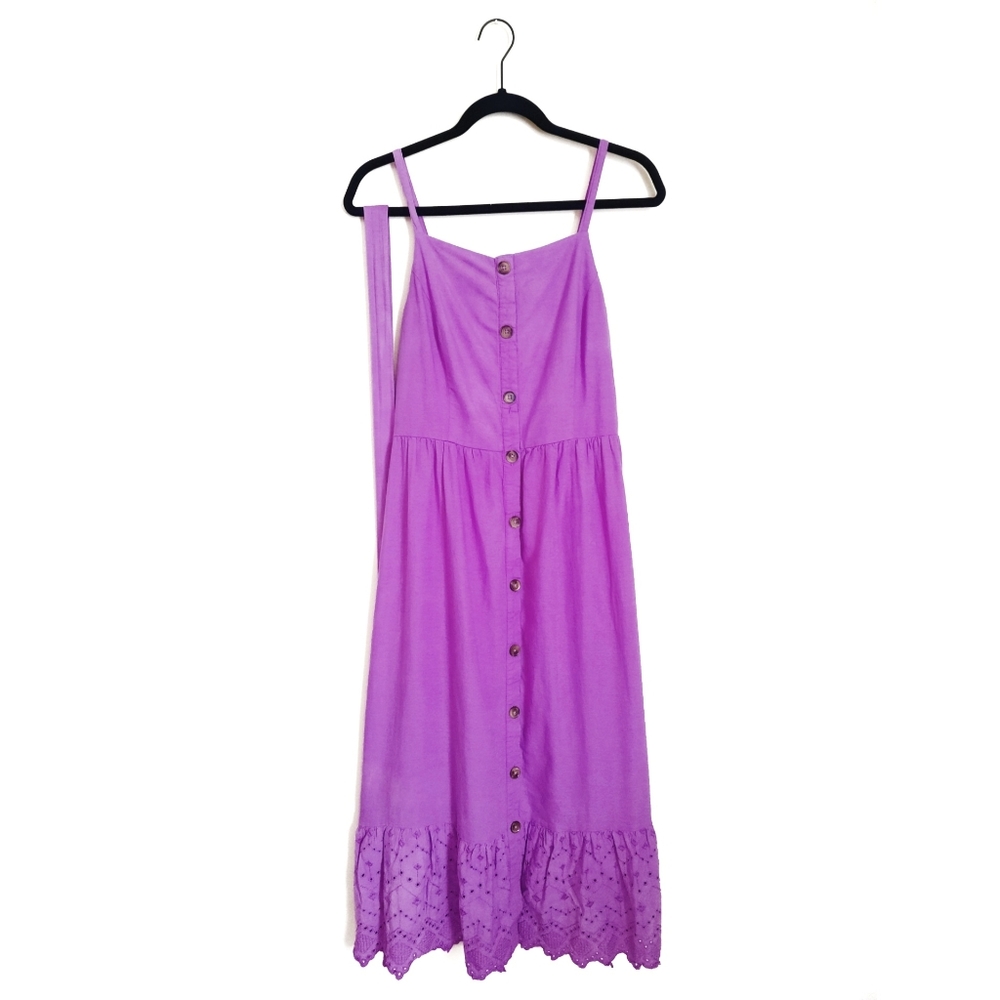 Old Navy Eyelet Hem Button Front Midi Dress